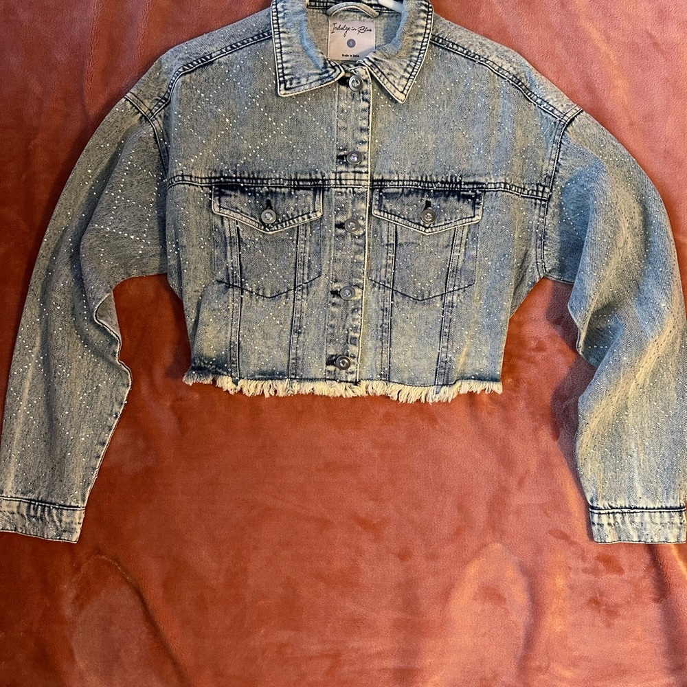 Blue Cropped Denim Jacket